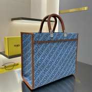 Fendi Sunshine Medium Blue FF jacquard fabric shopper 35x17x31cm - 5