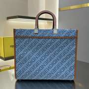 Fendi Sunshine Medium Blue FF jacquard fabric shopper 35x17x31cm - 3