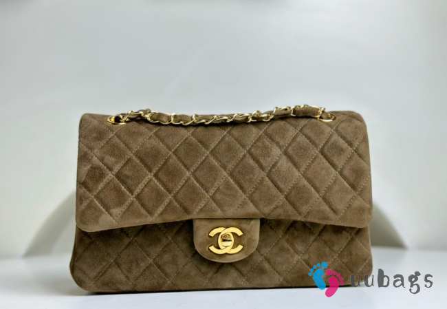 Chanel Green Suede Double Flap Bag 25.5x15.5x6.5cm - 1