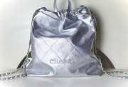 Chanel 22 Large Backpack Shiny Calfskin & Silver-Tone Metal Silver - 1