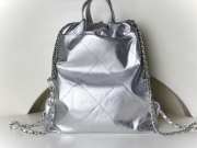 Chanel 22 Small Backpack Shiny Calfskin & Silver-Tone Metal Silver - 3