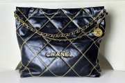 Chanel 22 Handbag Shiny Calfskin & Gold-Tone Metal Black - 1