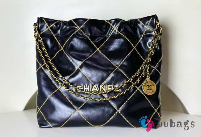 Chanel 22 Bag Shiny Calfskin & Gold-Tone Metal Black 35x37x7cm - 1