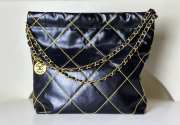 Chanel 22 Bag Shiny Calfskin & Gold-Tone Metal Black 35x37x7cm - 4