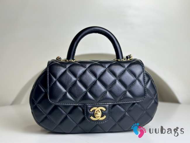 Chanel Bag With Top Handle Black Lambskin & Gold-Tone Metal - 1