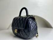 Chanel Bag With Top Handle Black Lambskin & Gold-Tone Metal - 3