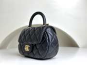 Chanel Small Bag With Top Handle Black Lambskin & Gold-Tone Metal - 6