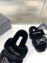 Chanel bowknot wool slippers flat in black - 6