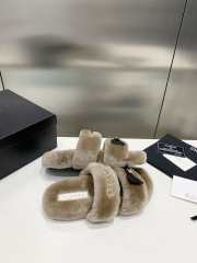 Chanel bowknot wool slippers flat in grey - 2