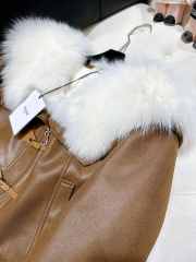 Celine Cardigan Jacket In Soft Lambskin With Fur In Brown - 4