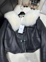 Celine Cardigan Jacket In Soft Lambskin With Fur In Black - 6