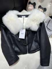 Celine Cardigan Jacket In Soft Lambskin With Fur In Black - 3