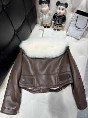 Celine Cardigan Jacket In Soft Lambskin With Fur In Dark Brown - 5