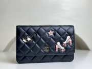 Chanel Classic Wallet With Strap Lambskin, Enamel & Gold-plated metal Black - 1