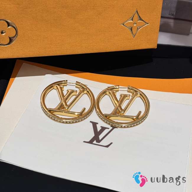 Louis Vuitton Hoops Gold Earings With Diamond - 1