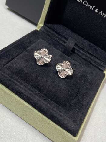 Van Cleef & Arpels Vintage Alhambra 18K White Silver Earrings