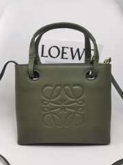 Loewe mini Anagram tote bag in classic calfskin dark khaki green 19.5x22x8.2cm - 1