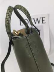 Loewe mini Anagram tote bag in classic calfskin dark khaki green 19.5x22x8.2cm - 2