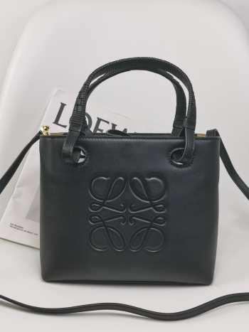 Loewe mini Anagram tote bag in classic calfskin black 19.5x22x8.2cm