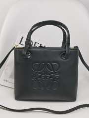 Loewe mini Anagram tote bag in classic calfskin black 19.5x22x8.2cm - 3