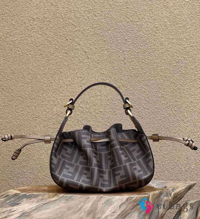 Fendi Pomodorino Brown FF Fabric Mini Bag 17x14x21.5cm - 1