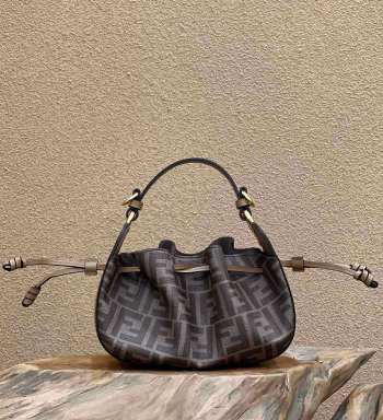 Fendi Pomodorino Brown FF Fabric Mini Bag 17x14x21.5cm