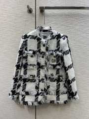 Chanel plaid tweed jacket balck /white - 2