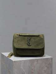 YSL Niki Medium In Suede Bag In Green 22×16.5×12cm - 1