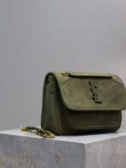 YSL Niki Medium In Suede Bag In Green 22×16.5×12cm - 5