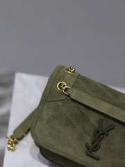 YSL Niki Medium In Suede Bag In Green 22×16.5×12cm - 3