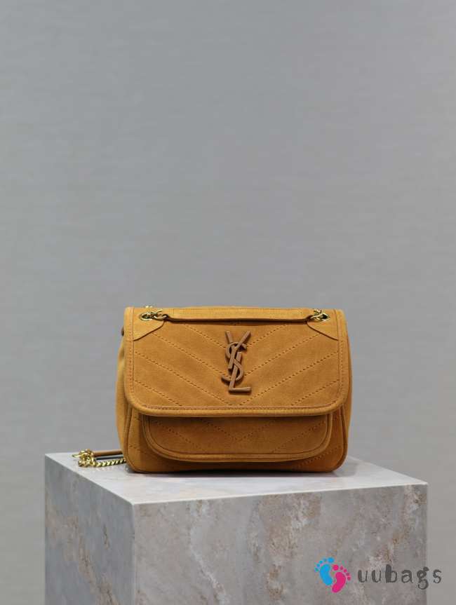 YSL Niki Medium In Suede Bag In Light Brown 22×16.5×12cm - 1