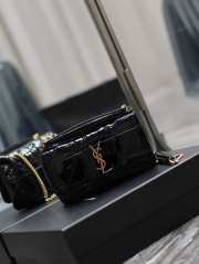 YSL Jamie In Patent Effect Fabric Bag In Black 20×12.5×6.5cm - 2