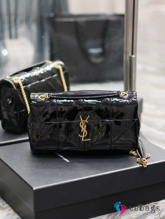 YSL Jamie In Patent Effect Fabric Bag In Black 25x15x7.5cm - 1