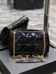 YSL Jamie In Patent Effect Fabric Bag In Black 25x15x7.5cm - 6