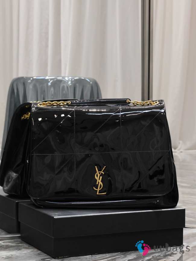 YSL Jamie 4.3 In Patent Effect Fabric Bag In Black 43×29×9cm - 1