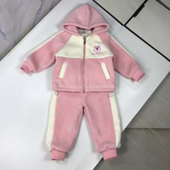 Moschino Lotso bear-shaped thick fleece jacket and pants set for baby girl