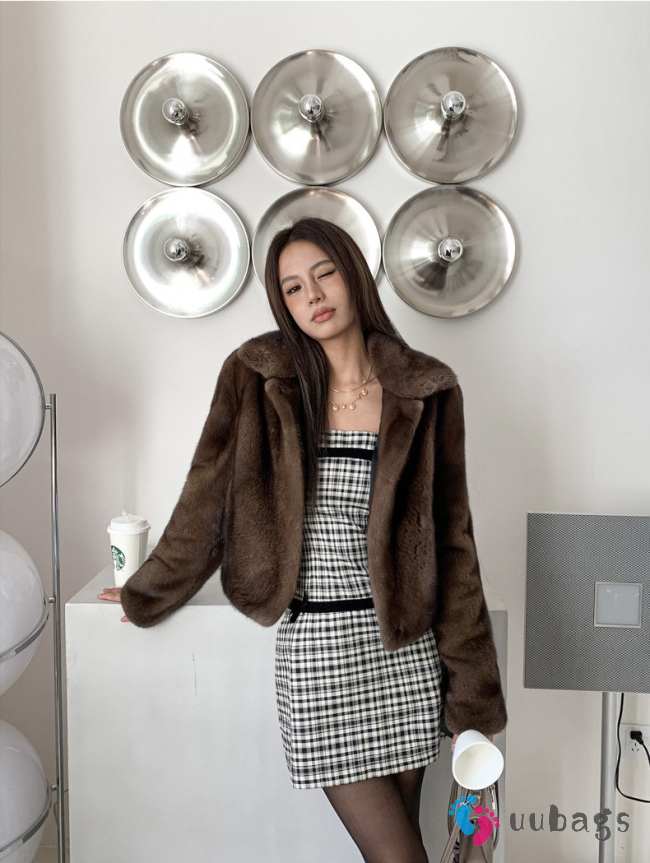 Dior Fur Short Coat In Brown - 1