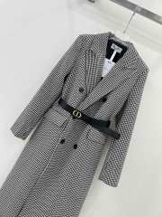 Dior Women Grey and Black Checked Overcoat - 5