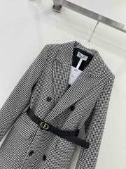 Dior Women Grey and Black Checked Overcoat - 6