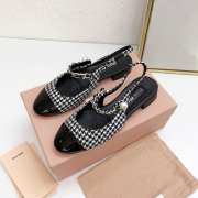 Miu Miu Gingham check and patent leather slingback ballerinas 01 - 1