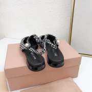 Miu Miu Gingham check and patent leather slingback ballerinas 01 - 2