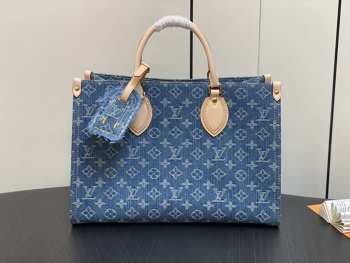 Louis Vuitton Onthego MM Tote Bag M46871 Denim 35x27x14cm