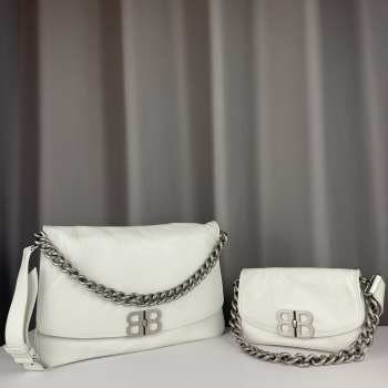 Balenciaga BB Soft Small Flap Bag In Optic White 24x3x14cm