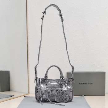 Balenciaga Neo Cagole Small Tote Bag Metallized In Silver 24x15x5cm