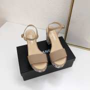 Chanel Sandal Grosgrain Fabric & Stone Beads Beige & Silver 9cm - 2