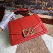 Dolce & Gabbana Amore Calfskin Leather Shoulder Bag Red 27x18x8cm - 3