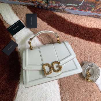 Dolce & Gabbana Amore Calfskin Leather Shoulder Bag White 27x18x8cm