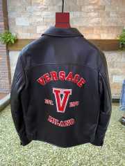 Versace Logo Patch Leather Blouson Jacket - 6