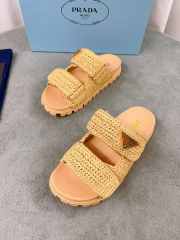 Prada crocheted flat sandals in beige 2.5cm - 1