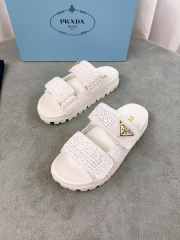 Prada crocheted flat sandals in white 2.5cm - 1